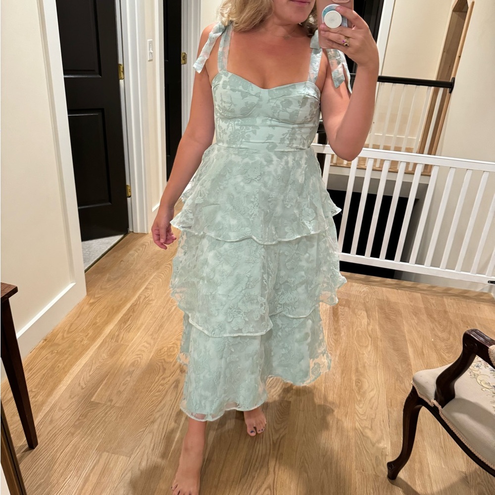 Worn once - sage green midi dress
